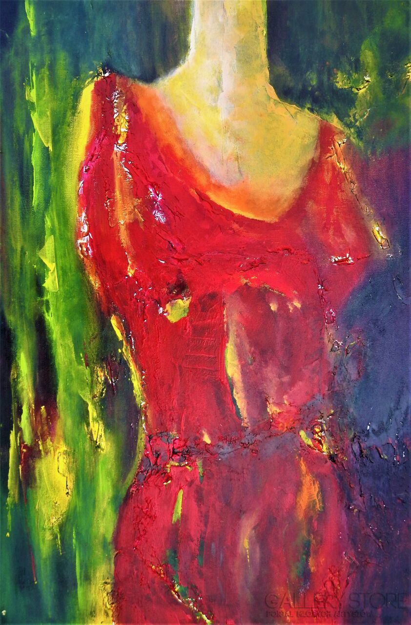 Alicja Wysocka-Dziewczyna w czerwonej sukni-Akryl