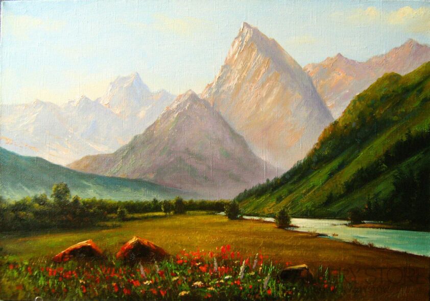 Andrei Chakhouski-Górski krajobraz-Olej