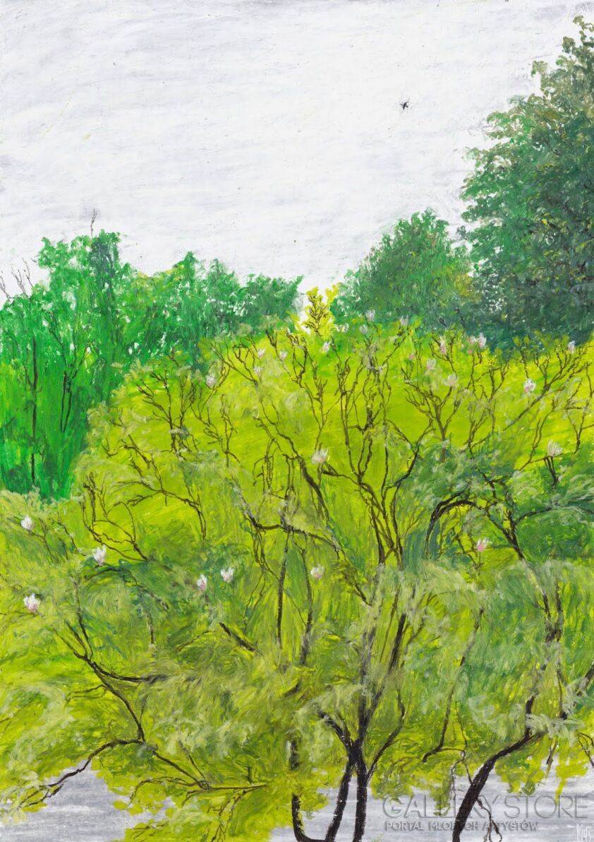 Angelika Mus-Nowak-Mokre drzewa za oknem-Rysunek