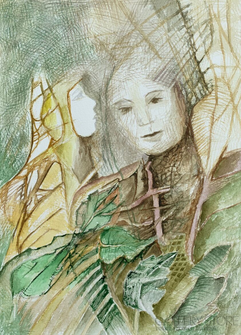 Anna Lupa-Suchy-Moja zieleń-Akwarela