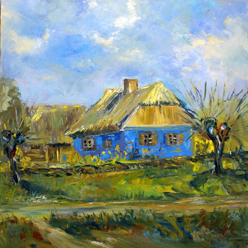 Anna  Wąsikiewicz-Niebieska chata - Skępe -Olej