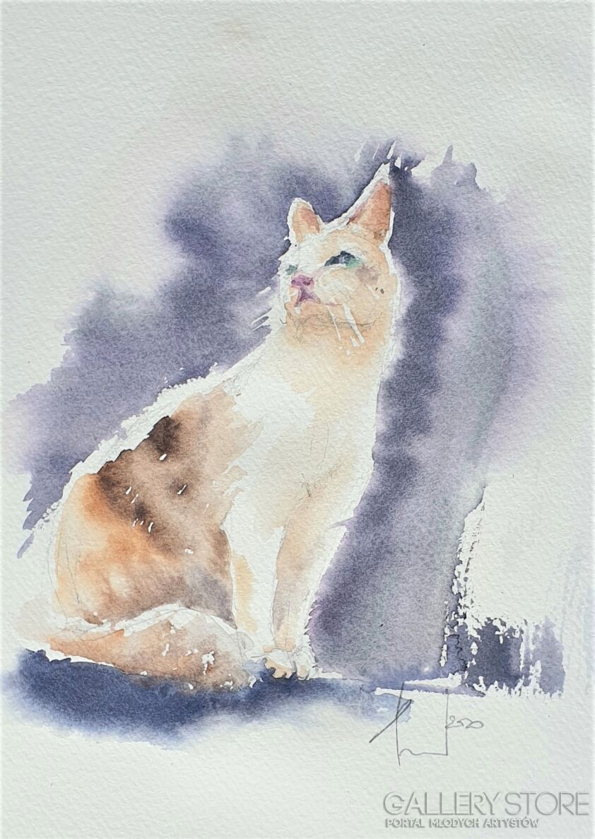 Beata van Wijngaarden-PLAYING WITH CATS 2020.040-Akwarela