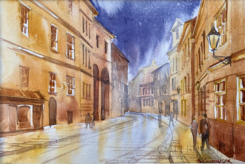 Blanka Pisarczyk-Nocna pocztówka z Pragi-Akwarela