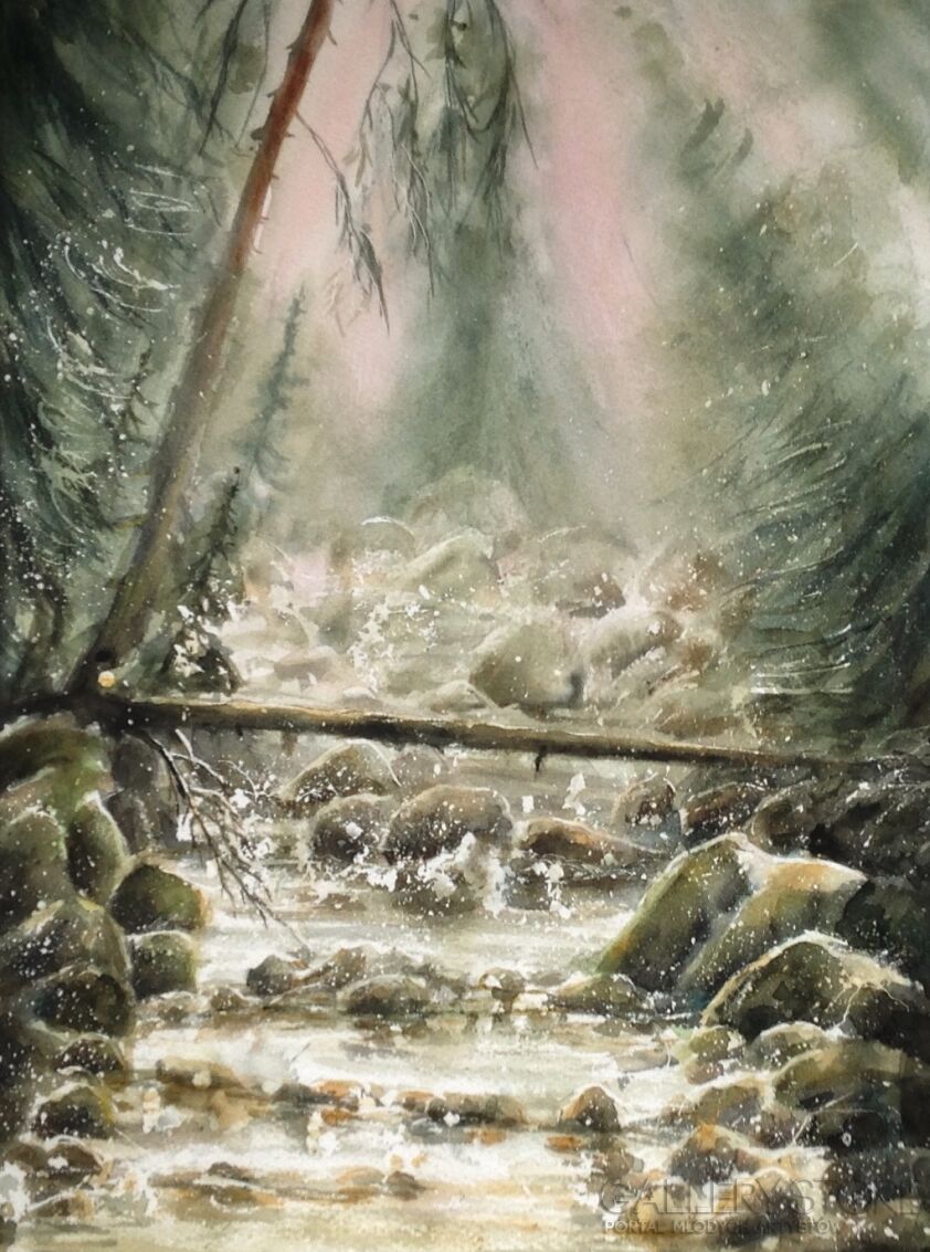 Bożenna Niewinowska-Górski strumień -Akwarela