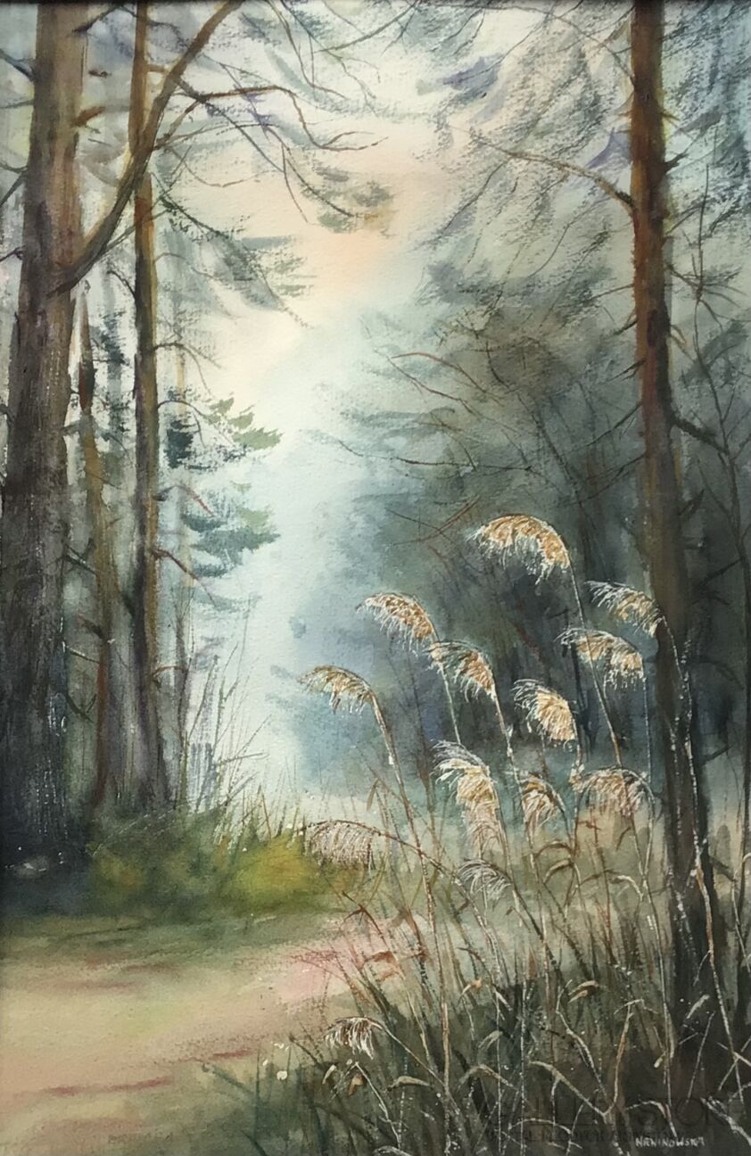 Boźenna Niewinowska-Trawy i drzewa-Akwarela