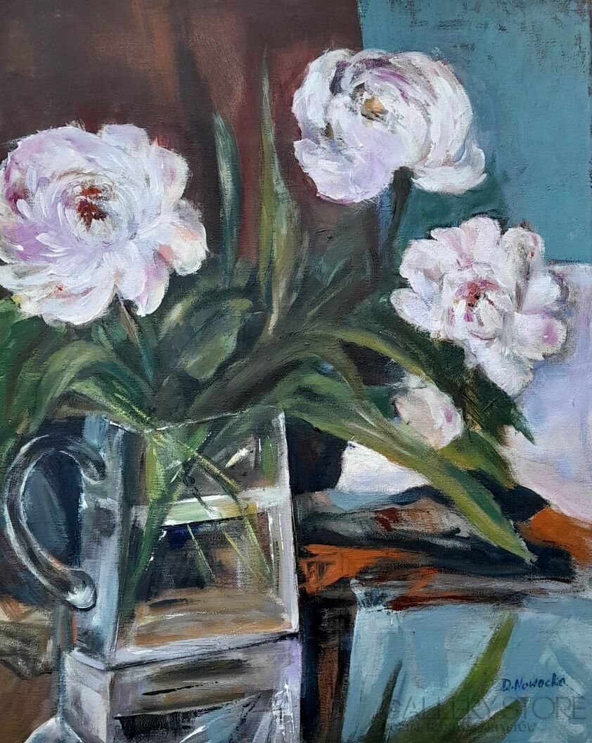 Danuta Józefa Nowacka-wazon z kwiatami-Akryl