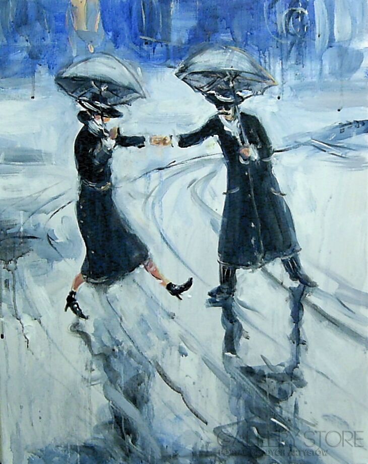 Dariusz Grajek-Dwoje pod parasolami....-Akryl