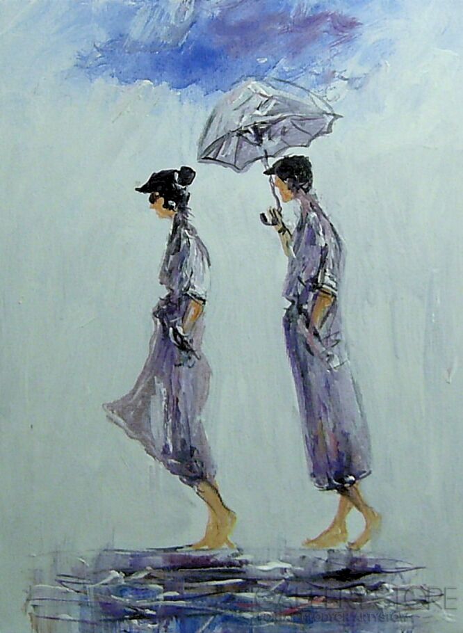 Dariusz Grajek-Dwoje pod parasolem...-Akryl