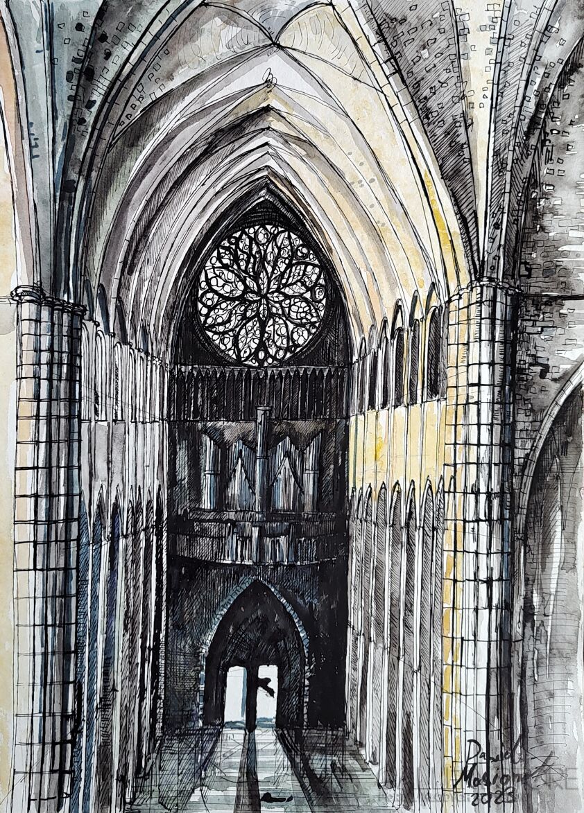 Dawid Masionek-Inny świat (katedra w Amiens)-Rysunek