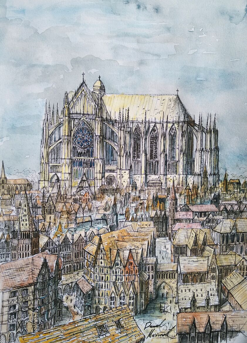 Dawid Masionek-Jesień gotyku - katedra św. Piotra w Beauvais(w oprawie)-Rysunek