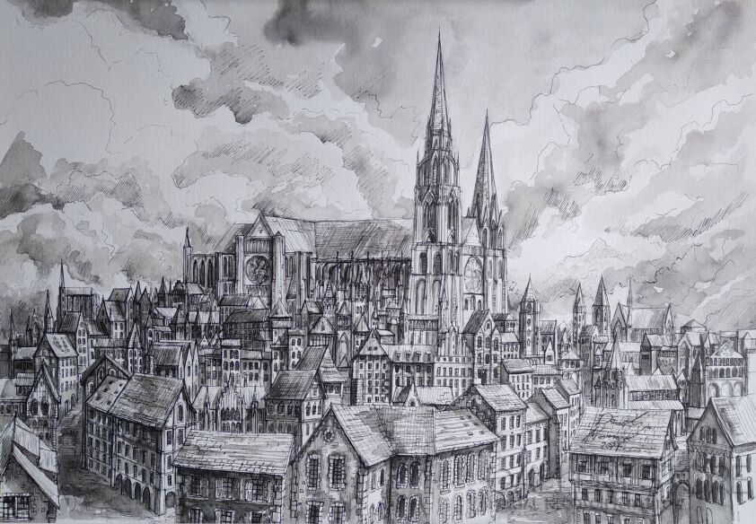 Dawid Masionek-Katedra w Chartres (w oprawie)-Rysunek
