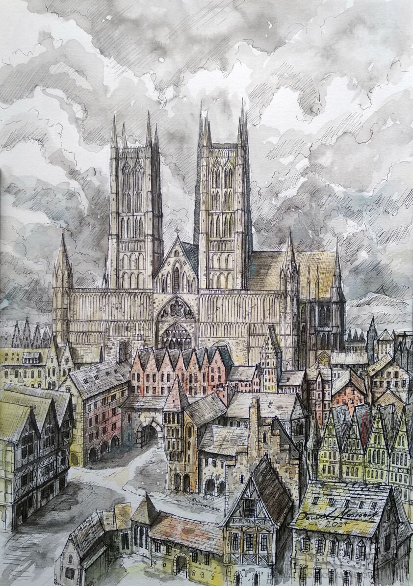 Dawid Masionek-Katedra w Lincoln(w oprawie)-Rysunek