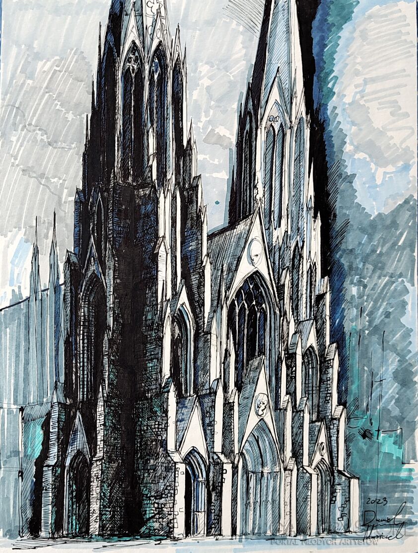 Dawid Masionek-Synteza katedry. New York (w oprawie)-Rysunek