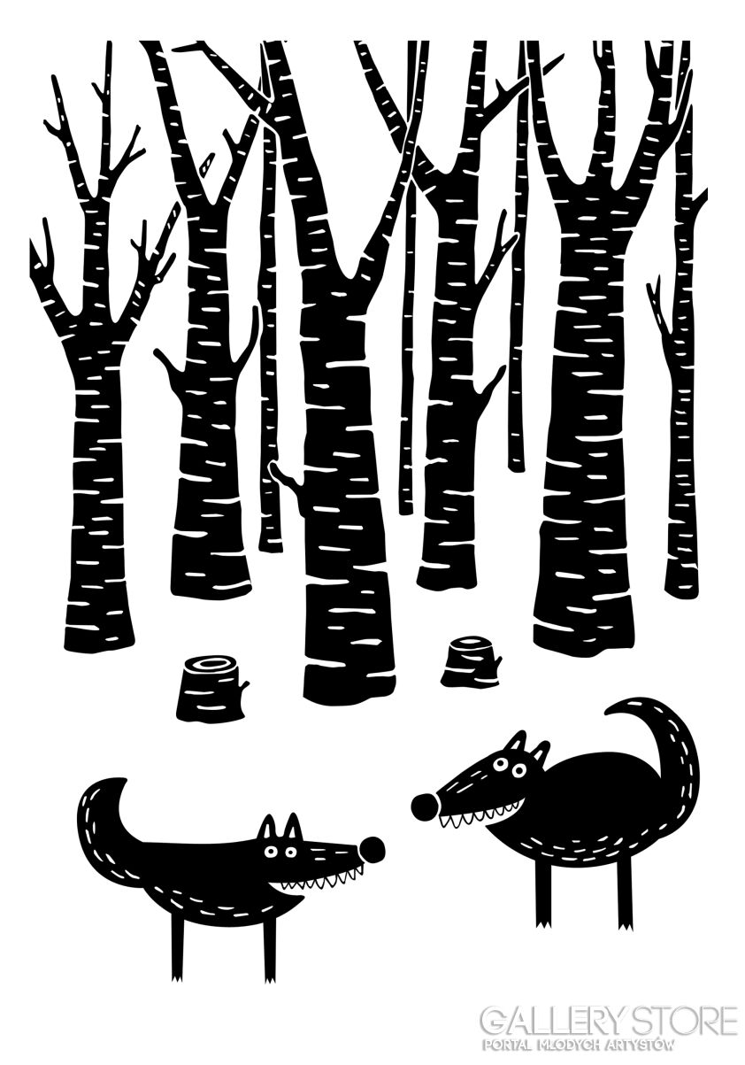 Dominika Wilk-Wilki w lesie -Grafika