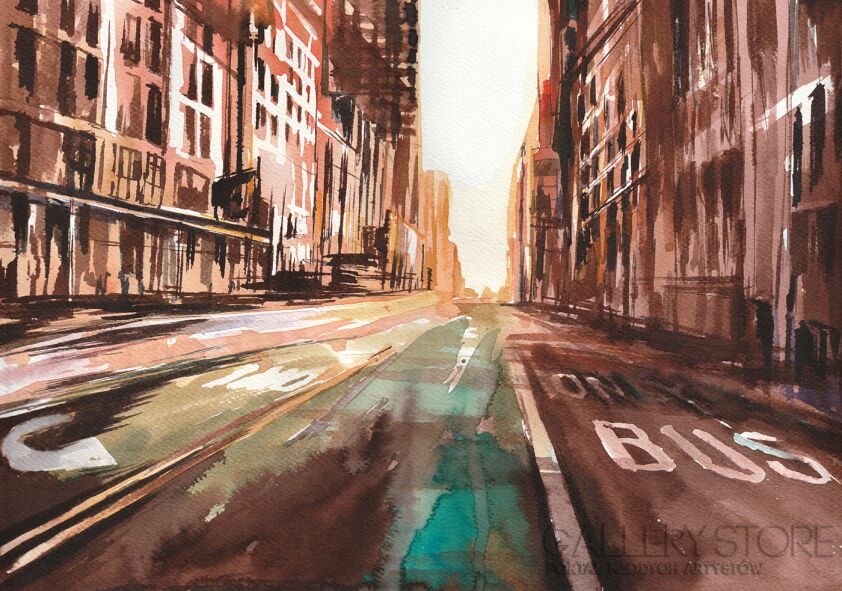 Edward Karczmarski-Ulica Nowego Jorku - New York VIII-Akwarela