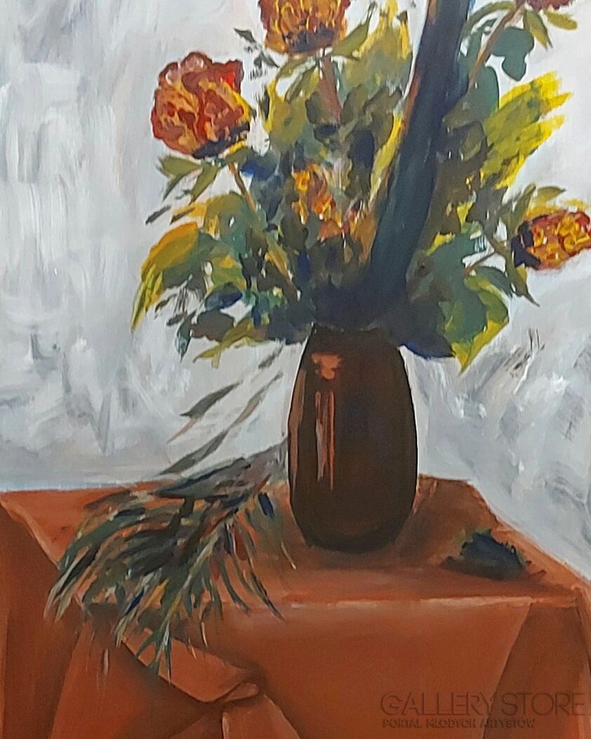 Helena  Baborska-Kwiaty w wazonie-Akryl