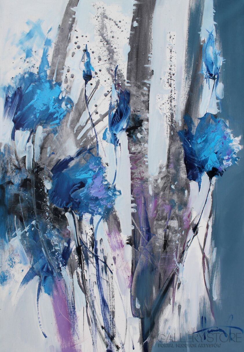 Henadzy Havartsou-Niebieskie kwiaty-Olej