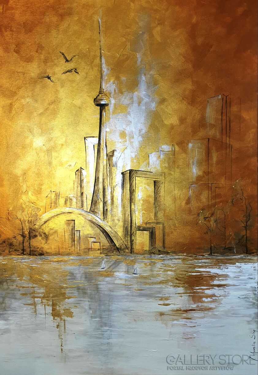 J. Aurelia Sikiewicz-Wojtaszek-TORONTO IN GOLD-Akryl