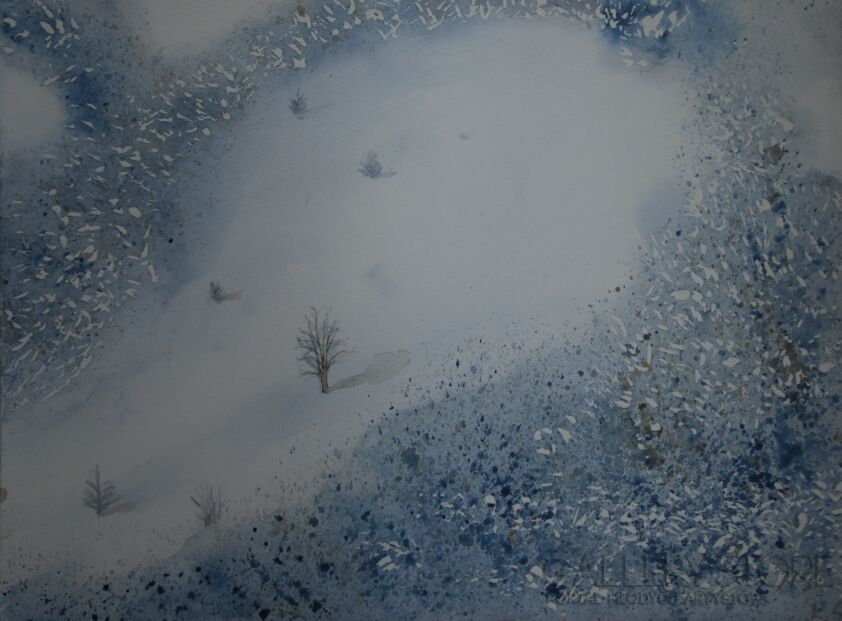 Katarzyna Szmuc-Drzewo na śniegu 1-Akwarela