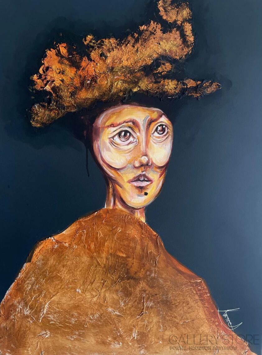 Katsiaryna Kavaliova-Samotny bohater złotego kapelusza-Akryl