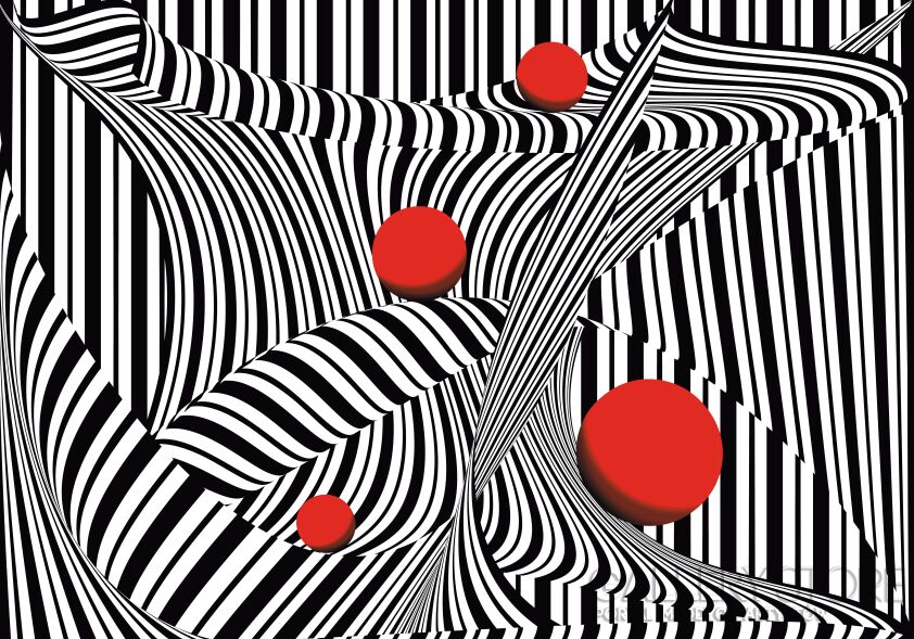 Kattie Daniel-OPTICAL ART WITH A RED BALL  007-Grafika