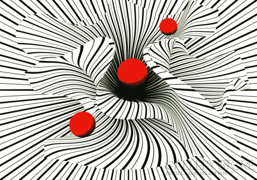 Kattie Daniel-OPTICAL ART WITH A RED BALL 012-Grafika