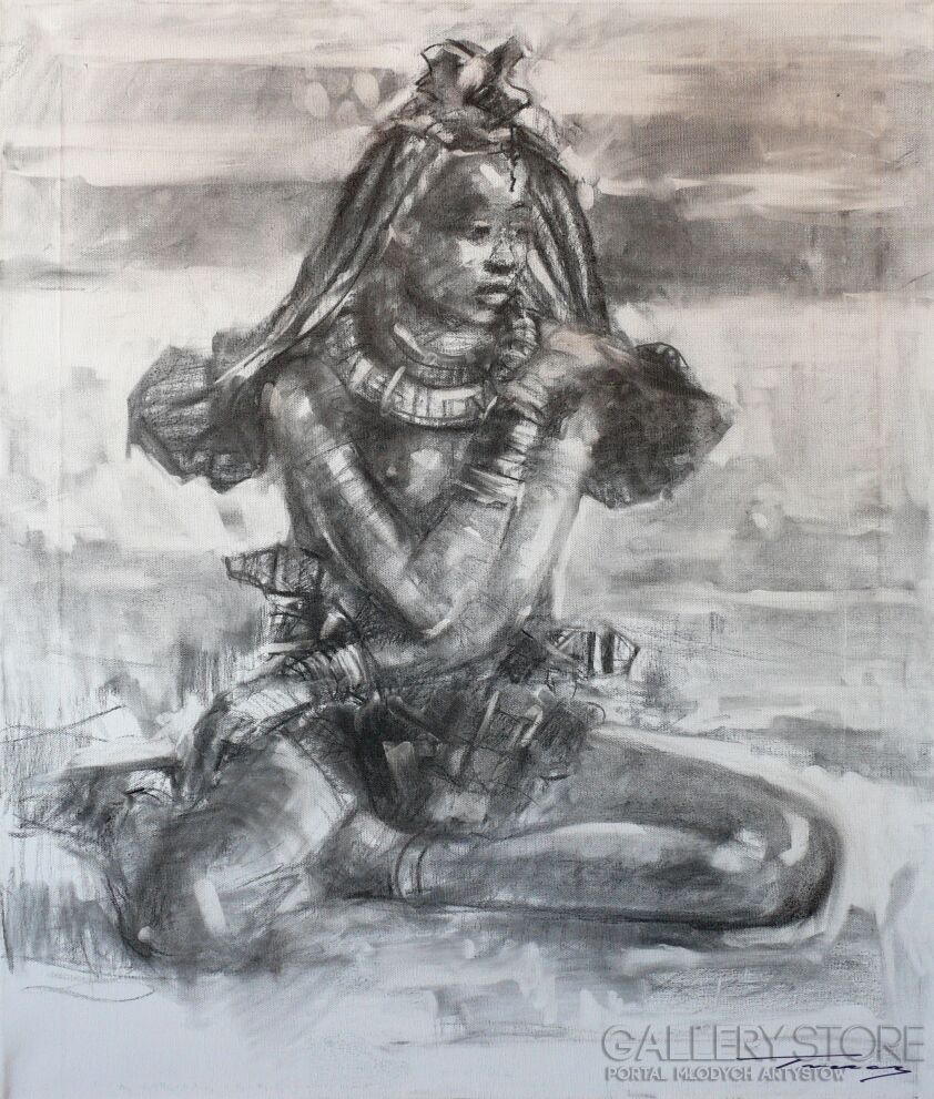 Krzysztof Tracz-Kobieta z plemienia Himba-Rysunek