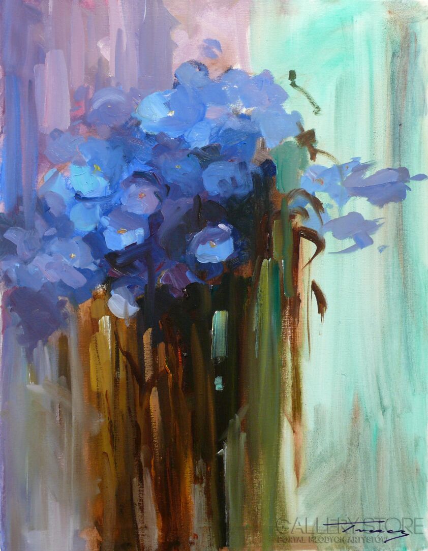 Krzysztof Tracz-Niebieskie kwiaty_12001-Olej