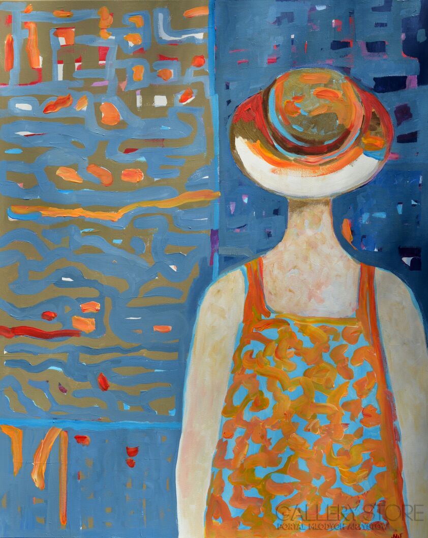 Magdalena Walulik-Cykl Ludzie – Kobiety – Kobieta w kapeluszu-Akryl