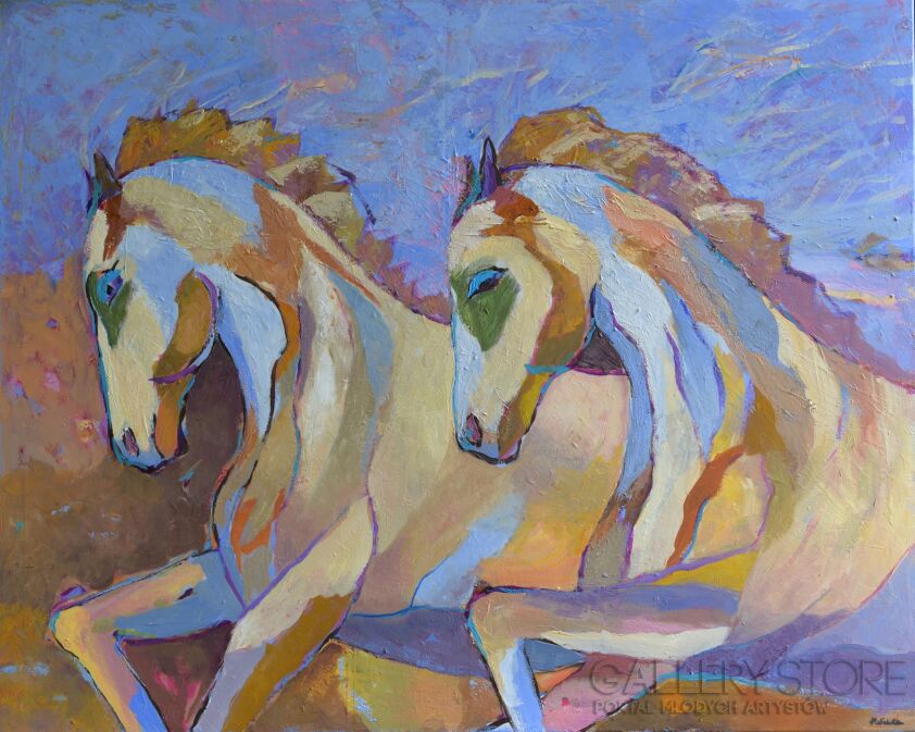 Magdalena Walulik-Zwierzęta - Konie w galopie 001-Olej
