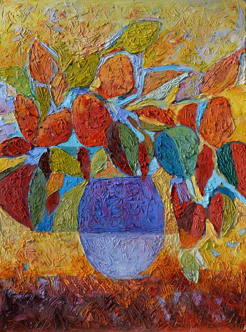Magdalena Walulik-Kwiaty w wazonie-Olej