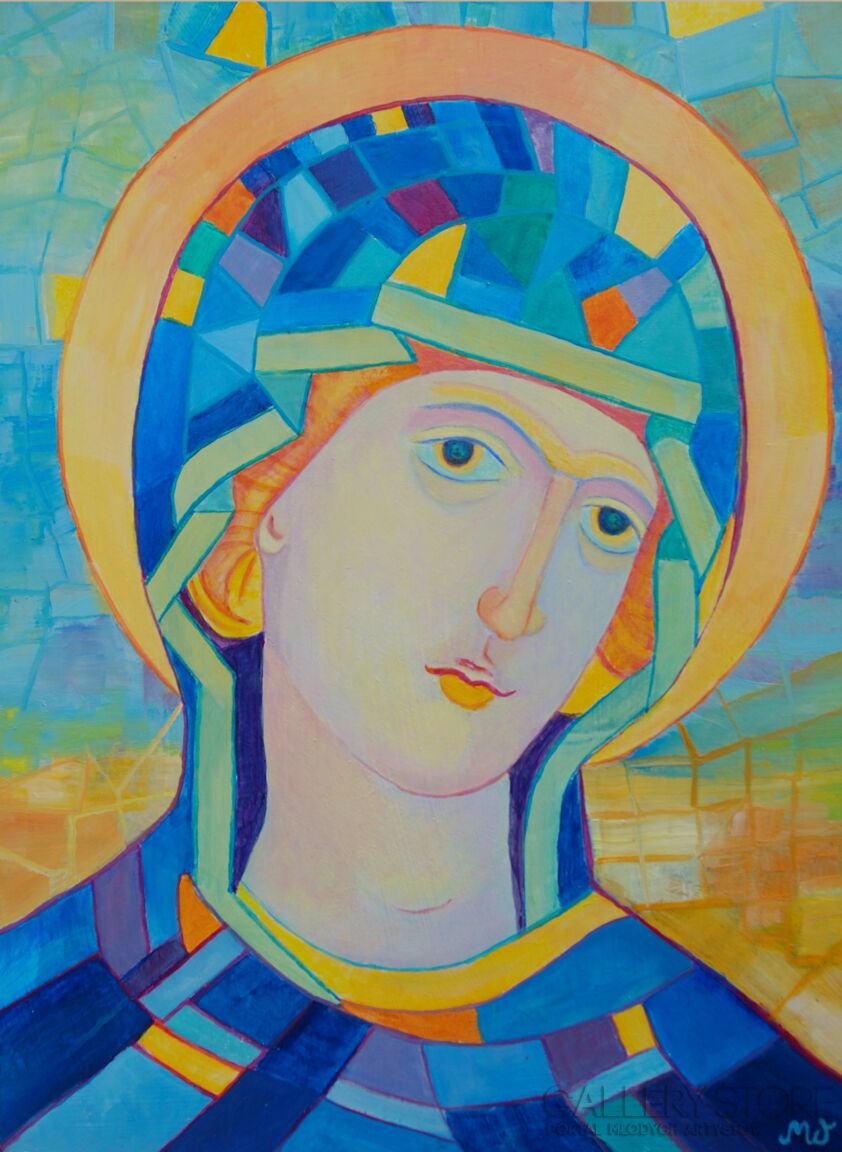 Magdalena Walulik-Niebieska Ikona Matki Bożej -Olej
