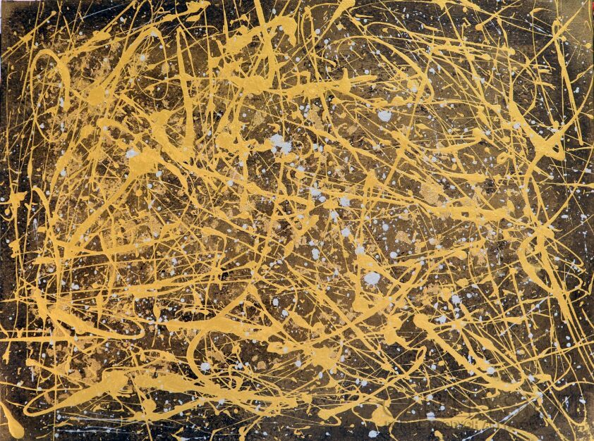 Magdalena Walulik-Obraz abstrakcyjny Złoty Pollock-Akryl