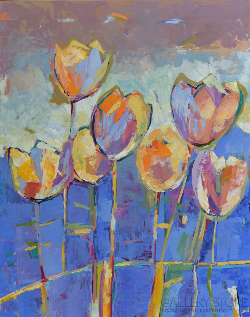 Magdalena Walulik-Obraz kwiaty - Tulipany II-Akryl