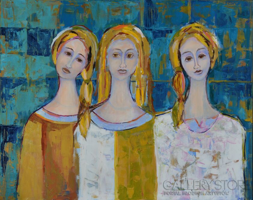 Magdalena Walulik-Obraz Trzy anioły II z cyklu Kobiety-Akryl