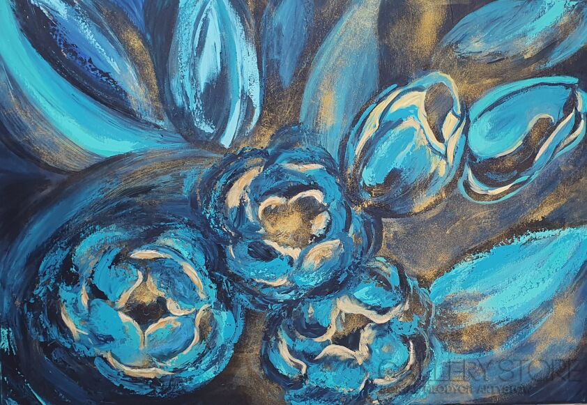 Małgorzata Burcicka-Kozieł-Niebieskie tulipany-Akryl