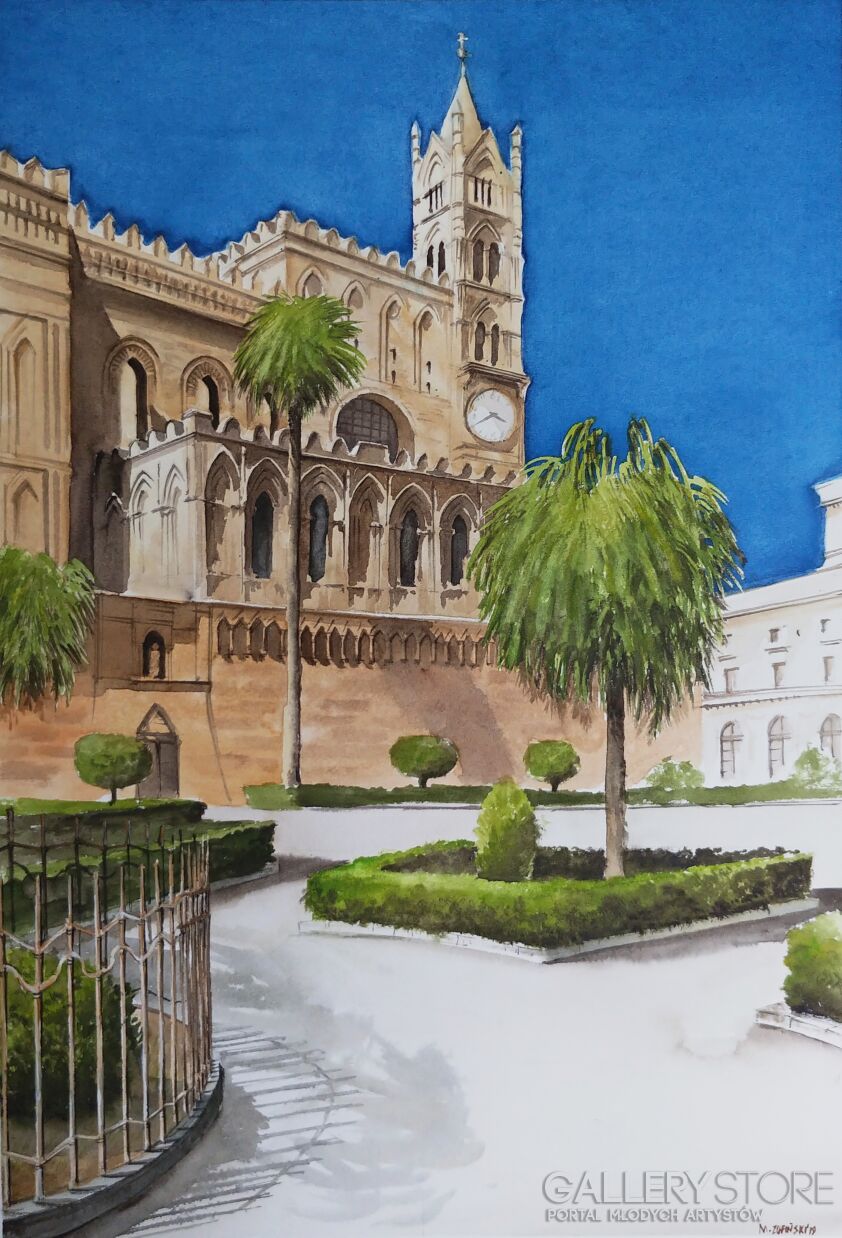 Marcin Zofiński-Katedra w Palermo-Akwarela