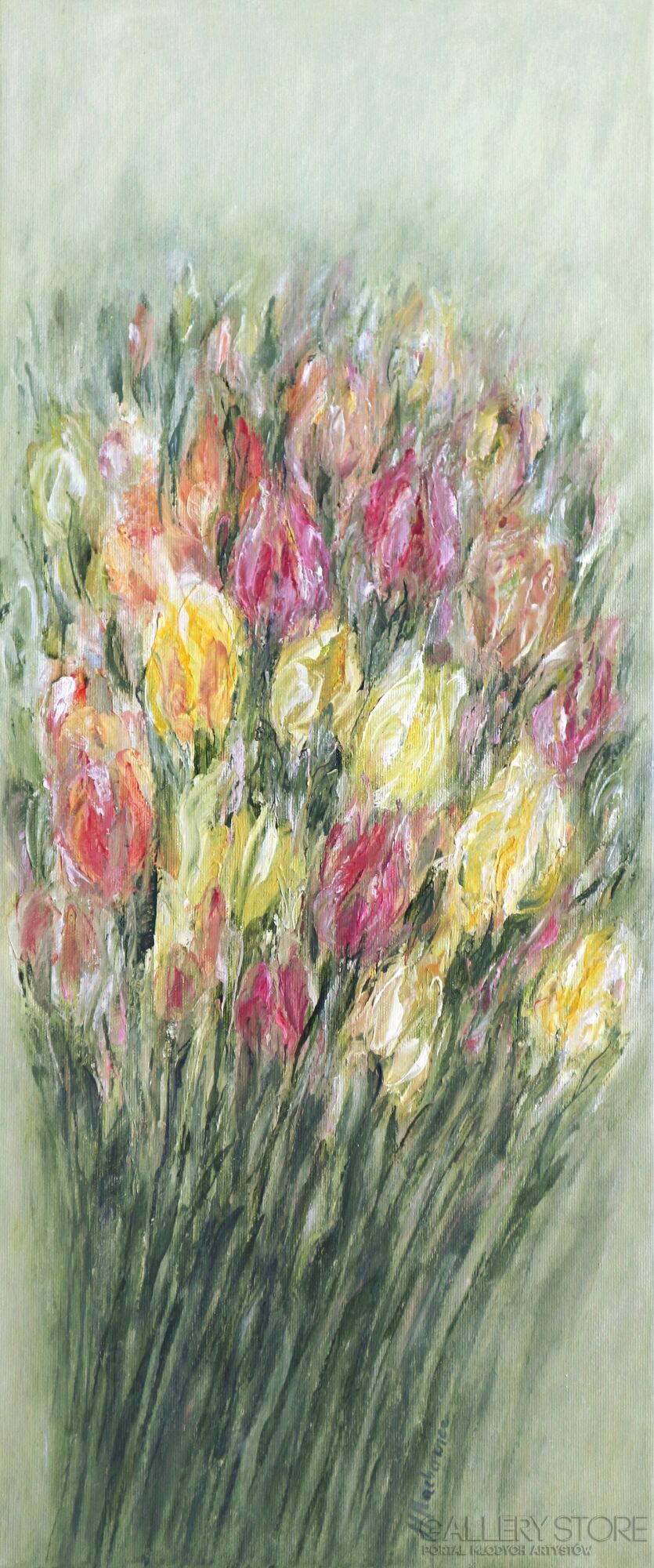 Marta Machowicz-Kolorowe tulipany -Olej