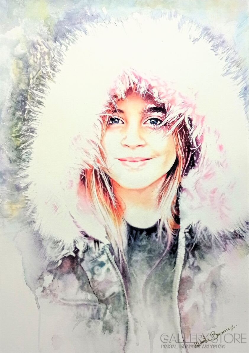Monika Borowicz-Portret zimowy -Akwarela