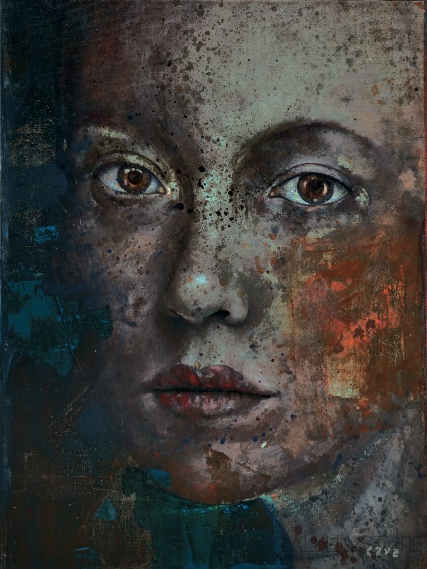 Olaf Czyż-Portret z plamą-Akryl