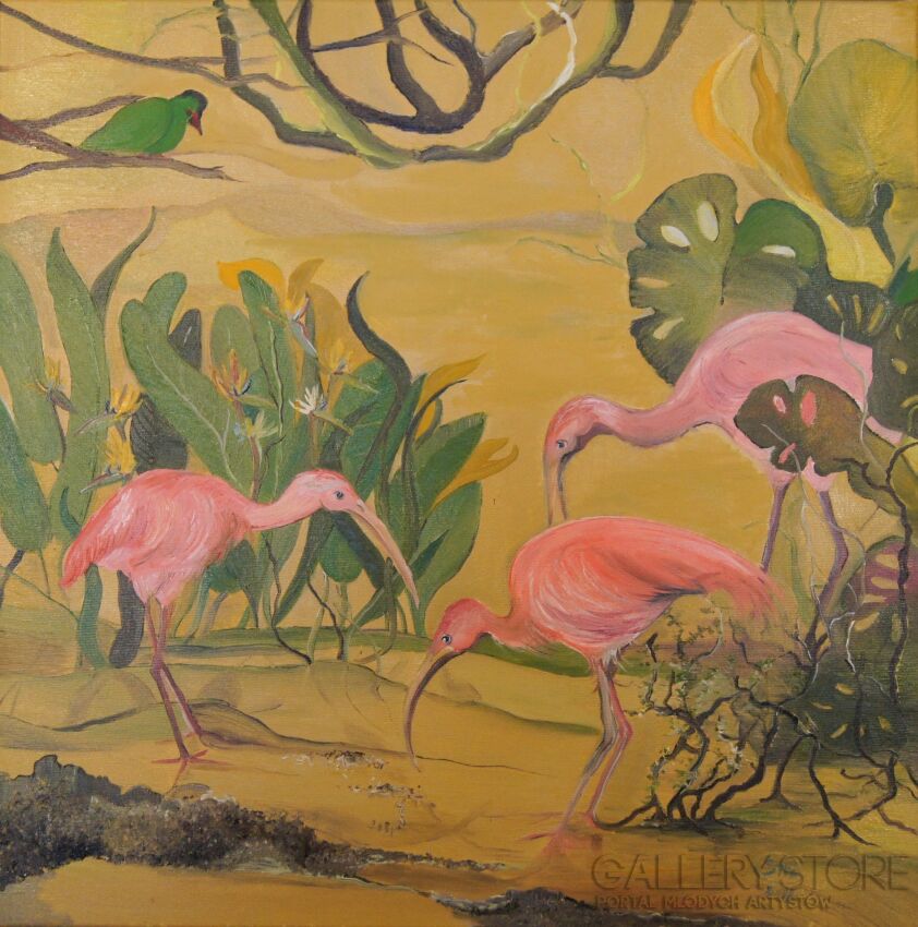 Sylwia Mirowska-różowe ibisy-Olej