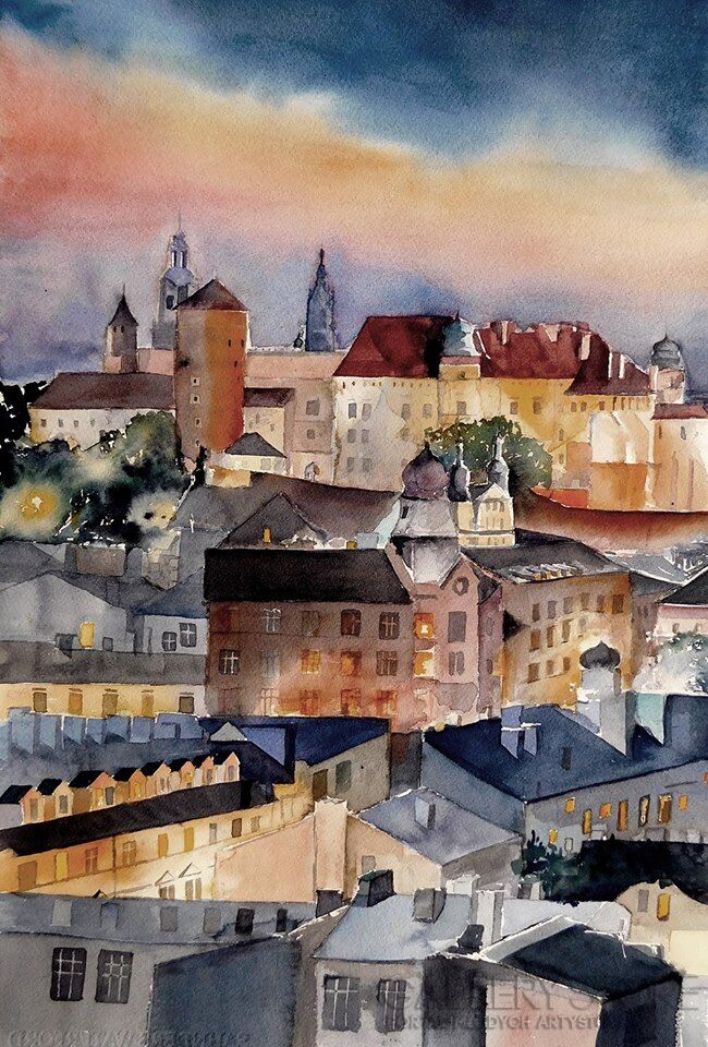 Tomasz Olszewski-Good evening Cracow-Akwarela