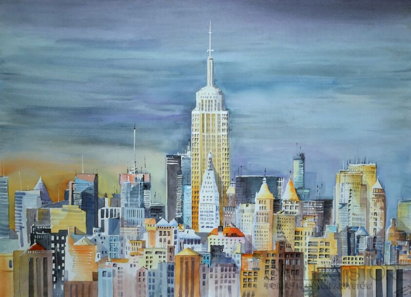 Tomasz Olszewski-Nowy York - Manhattan na kolorowo-Akwarela