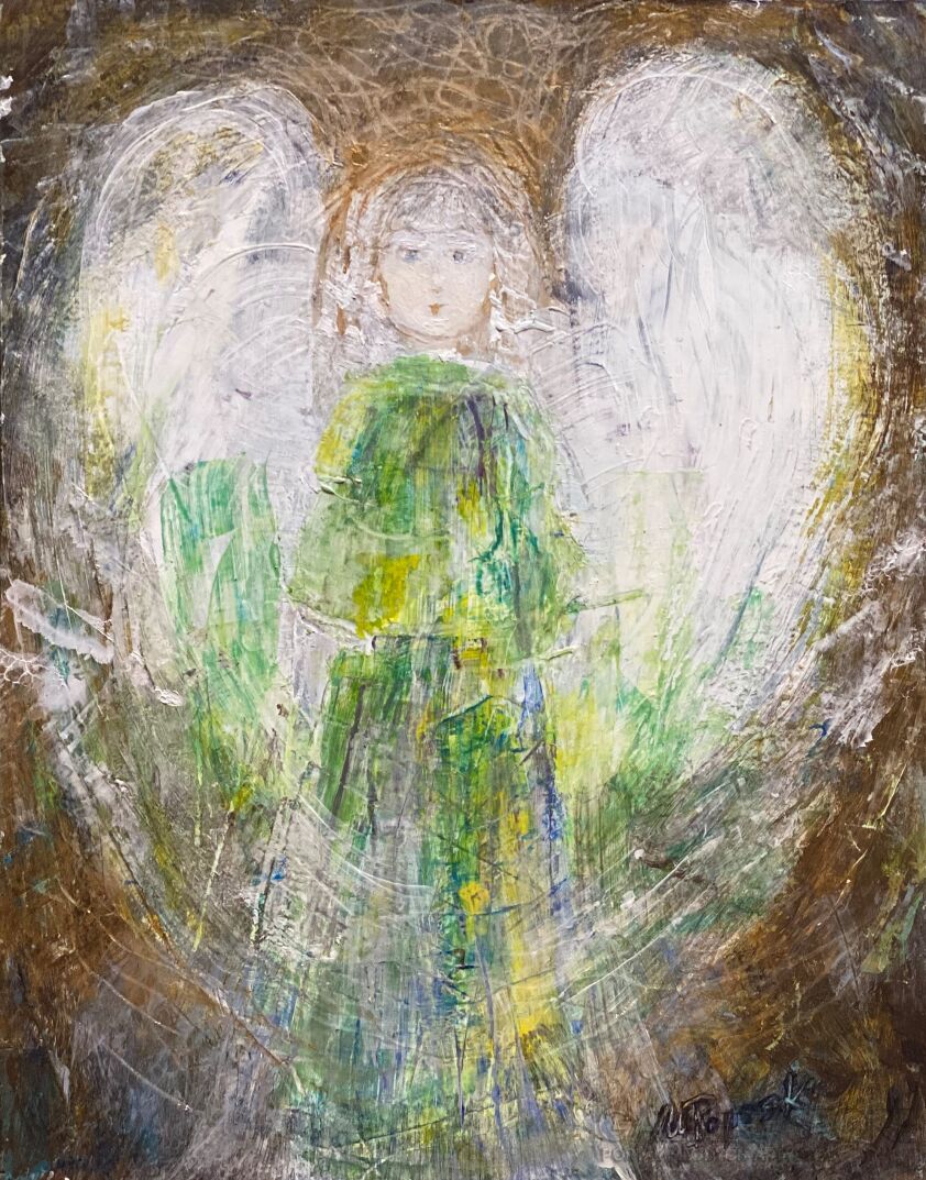 Urszula  Poposka-Anioł zielony -Akryl