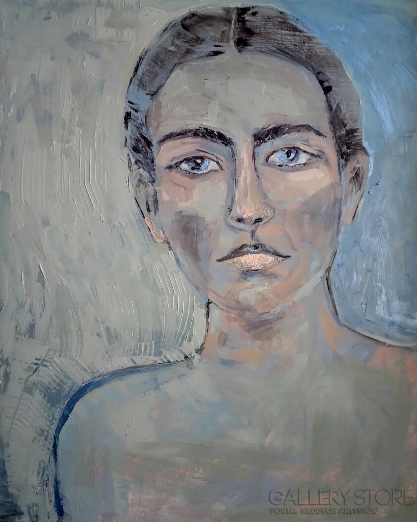 Weronika Munia-Portret błękitny -Akryl
