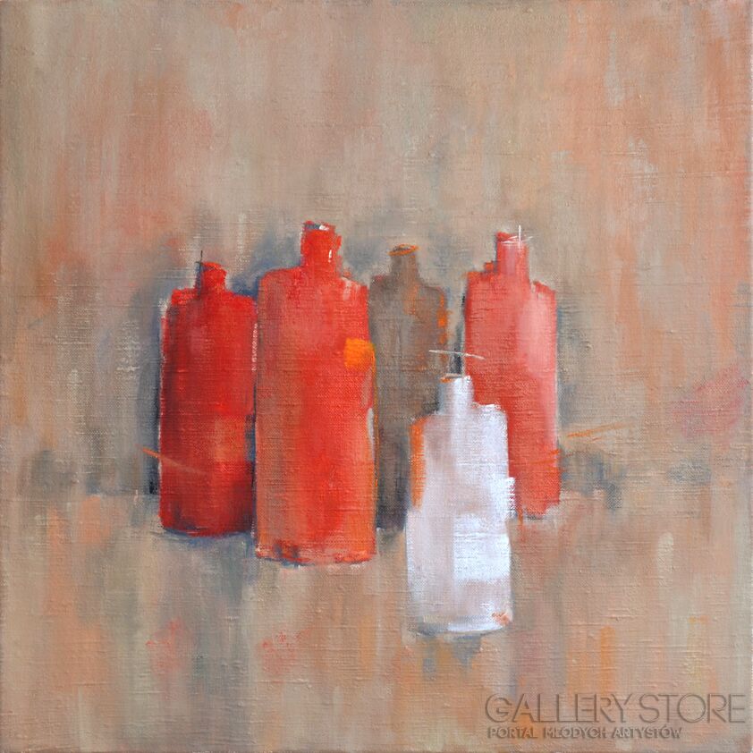 Wiaszesław Rogin-Martwa natura z czerwonymi butelkami-Olej