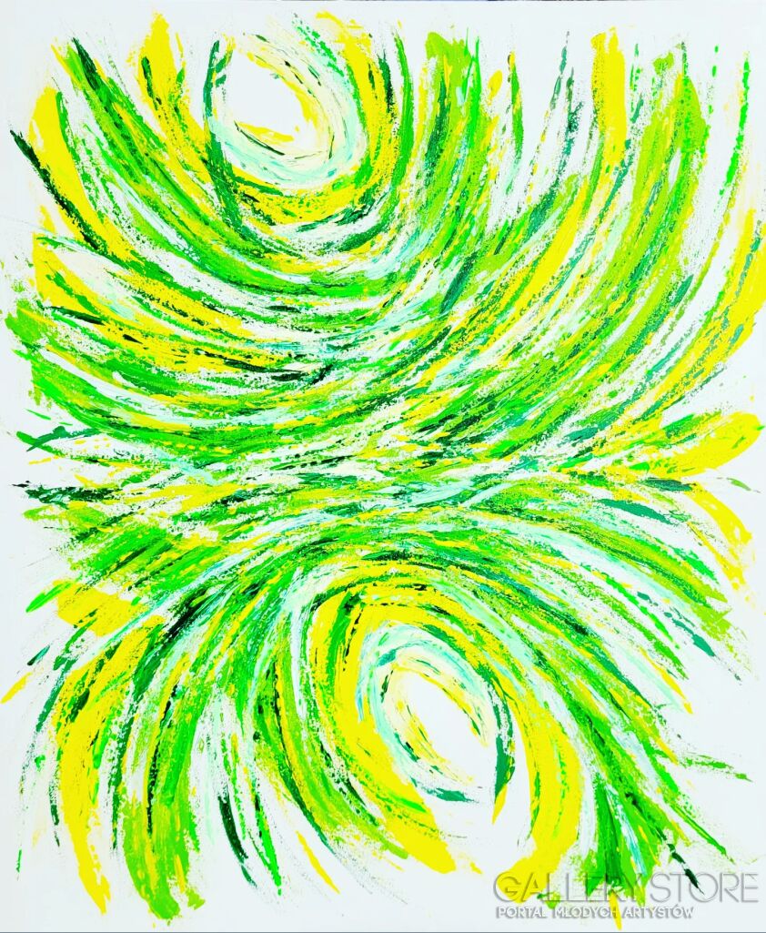 Żaneta Szpakowska-Zielono żółta abstrakcja-Akryl