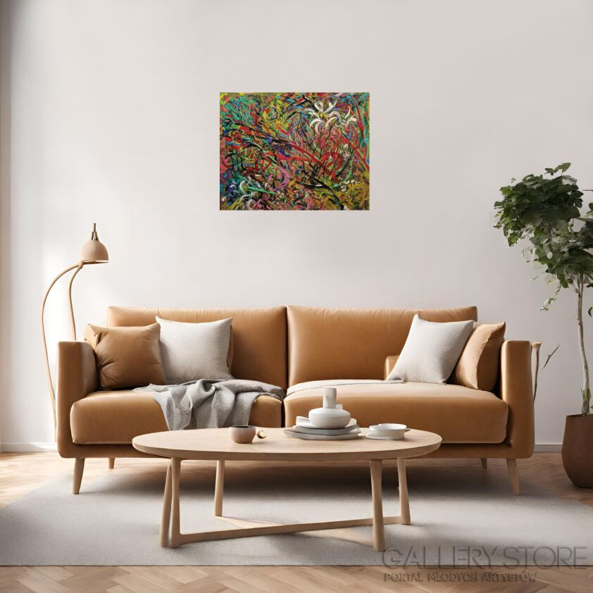 Obraz olejny na płótnie - Kolorowe Krzewy - Mikołaj Jackiewicz